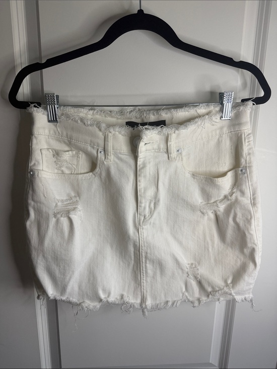 Express Dresses & Skirts - Express White Distressed Denim Mini Skirt